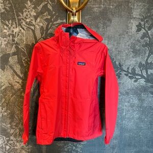 Patagonia Bright Coral Hooded Rain Jacket